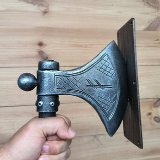 Forged Iron Axe Door Handle: Viking Barn Door Pull