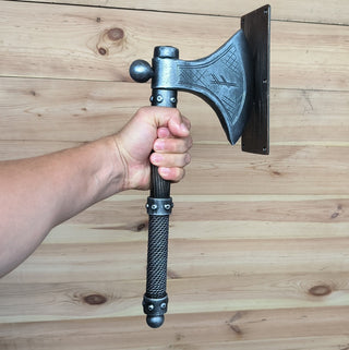 Forged Iron Axe Door Handle: Viking Barn Door Pull