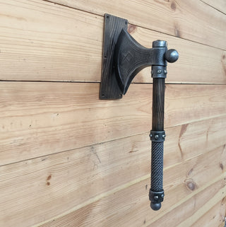 Forged Iron Axe Door Handle: Viking Barn Door Pull