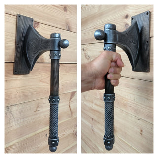 Forged Iron Axe Door Handle: Viking Barn Door Pull
