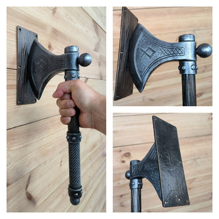 Forged Iron Axe Door Handle: Viking Barn Door Pull