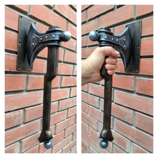 Viking Axe Handle – Rustic Cabin Hardware, Lodge Decor, Unique Exterior & Interior Pull – IronUA