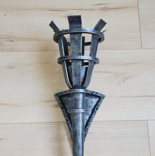 Hand Forged Wrought Iron Wall Sconce: Medieval Viking Torch Lantern
