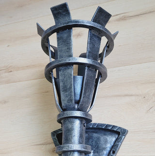 Hand Forged Wrought Iron Wall Sconce: Medieval Viking Torch Lantern