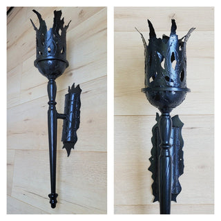 Handmade Metal Torch Wall Sconce: Gothic Medieval Lighting