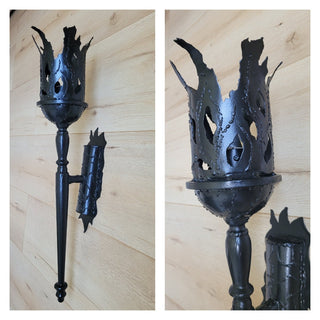 Handmade Metal Torch Wall Sconce: Gothic Medieval Lighting