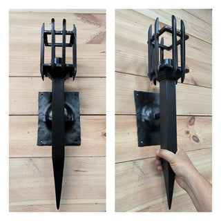 Hand Forged Wrought Iron Wall Sconce: Medieval Viking Torch Lantern