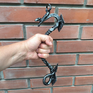 Hand Forged Dragon Door Handle: Wrought Iron Barn Door Decor