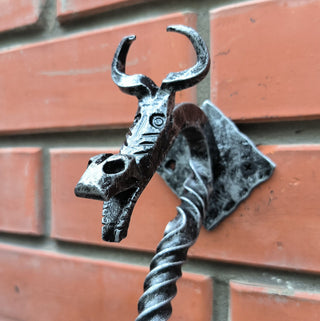 Hand Forged Dragon Door Handle: Wrought Iron Barn Door Decor