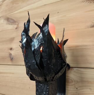 Handmade Metal Torch Wall Sconce: Gothic Medieval Lighting