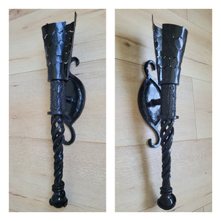 Handmade Metal Torch Wall Sconce: Gothic Medieval Lighting