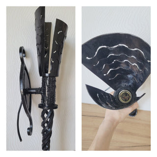 Handmade Metal Torch Wall Sconce: Gothic Medieval Lighting