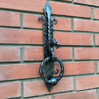 Hand Forged Dragon Door Knocker: Medieval Style Metal Decor
