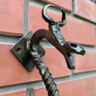 Hand Forged Dragon Door Handle: Wrought Iron Barn Door Decor