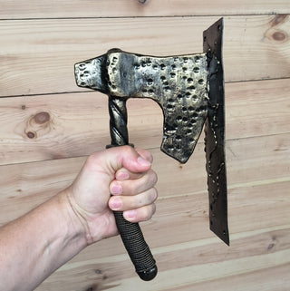 Forged Iron Axe Door Handle: Viking Barn Door Pull