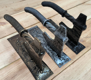 Forged Iron Axe Door Handle: Viking Barn Door Pull