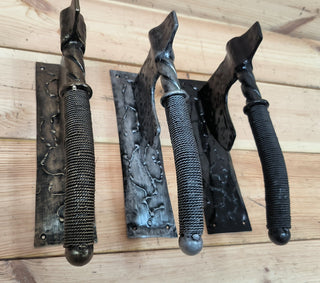 Forged Iron Axe Door Handle: Viking Barn Door Pull