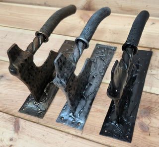 Forged Iron Axe Door Handle: Viking Barn Door Pull