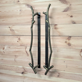 Forged Branch Door Handles: Rustic Metal Barn Door Pulls (Pair)