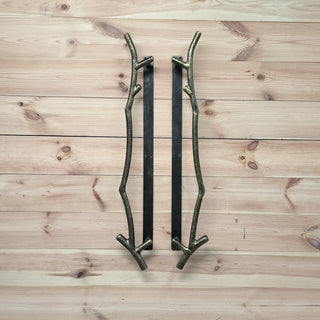 Forged Branch Door Handles: Rustic Metal Barn Door Pulls (Pair)
