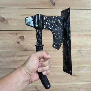 Forged Iron Axe Door Handle: Viking Barn Door Pull