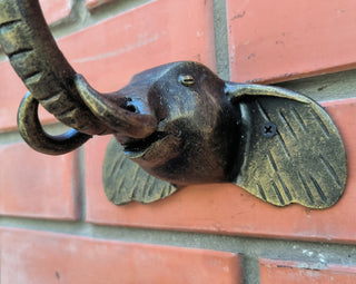 Elephant door handle, door handle, metal handle, hand forged handle, barn door handle, door decor, wrought hardware, metal forged handle