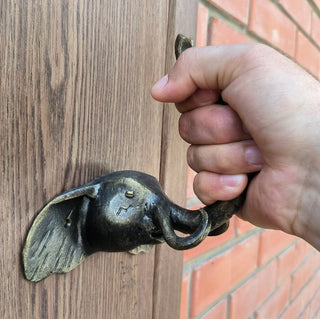 Elephant door handle, door handle, metal handle, hand forged handle, barn door handle, door decor, wrought hardware, metal forged handle