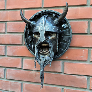 Handmade Metal Viking Warrior Wall Panel - Unique Home Decor