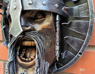 Handmade Metal Viking Warrior Wall Panel - Unique Home Decor