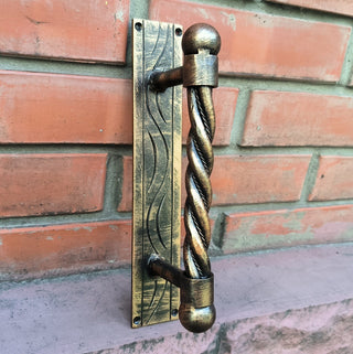 Front Door handle, Hand forged handle, Metal handle, Barn door handle, Door decor, Wrought hardware, Metal forged handle