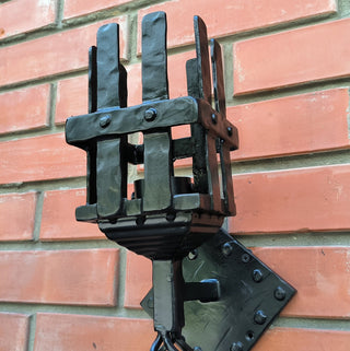 Handmade Forged Black Wall Sconce: Medieval Torch Light