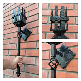 Handmade Forged Black Wall Sconce: Medieval Torch Light