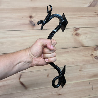 Hand Forged Dragon Door Handle: Wrought Iron Barn Door Decor