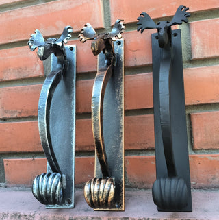 Handmade Metal Moose Door Handle: Rustic Barn Door Pull, available in 3 finishes