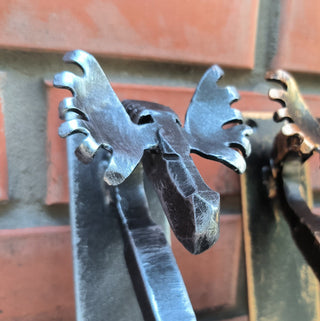 Handmade Metal Moose Door Handle: Rustic Barn Door Pull, available in 3 finishes