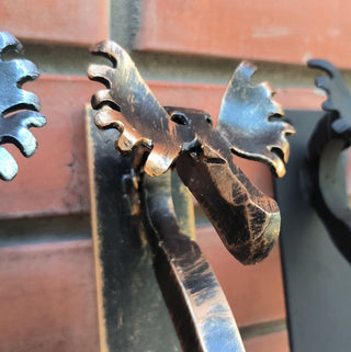 Handmade Metal Moose Door Handle: Rustic Barn Door Pull, available in 3 finishes