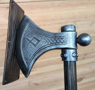 Forged Iron Axe Door Handle: Viking Barn Door Pull