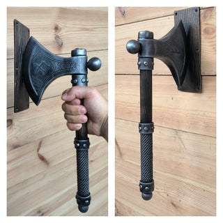 Forged Iron Axe Door Handle: Viking Barn Door Pull