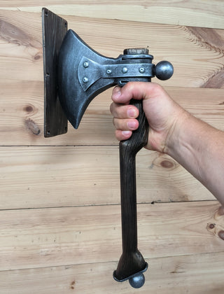 Viking Axe Handle – Rustic Cabin Hardware, Lodge Decor, Unique Exterior & Interior Pull – IronUA