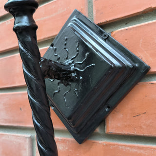 Hand Forged Black Wall Sconce: Medieval Torch Style
