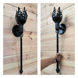Handmade Forged Medieval Wall Sconce: Viking Torch Light