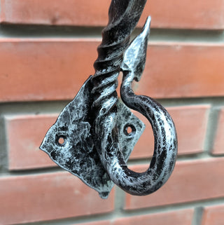 Hand Forged Dragon Door Handle: Wrought Iron Barn Door Decor