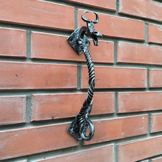 Hand Forged Dragon Door Handle: Wrought Iron Barn Door Decor