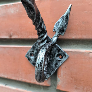 Hand Forged Dragon Door Handle: Wrought Iron Barn Door Decor