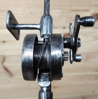 Hand Forged Fishing Rod Door Handle: Unique Iron Door Pull (30")