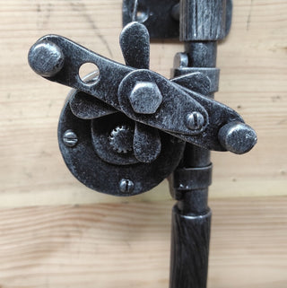 Hand Forged Fishing Rod Door Handle: Unique Iron Door Pull (30")