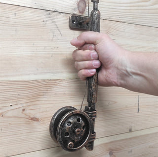 Hand Forged Fishing Rod Door Handle: Rustic Iron Barn Decor