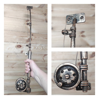 Hand Forged Fishing Rod Door Handle: Rustic Iron Barn Decor