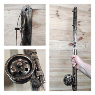 Hand Forged Fishing Rod Door Handle: Unique Iron Barn Door Pull