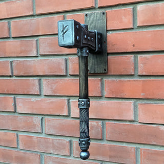 Forged Iron Hammer Door Handle: Viking Barn Door Pull